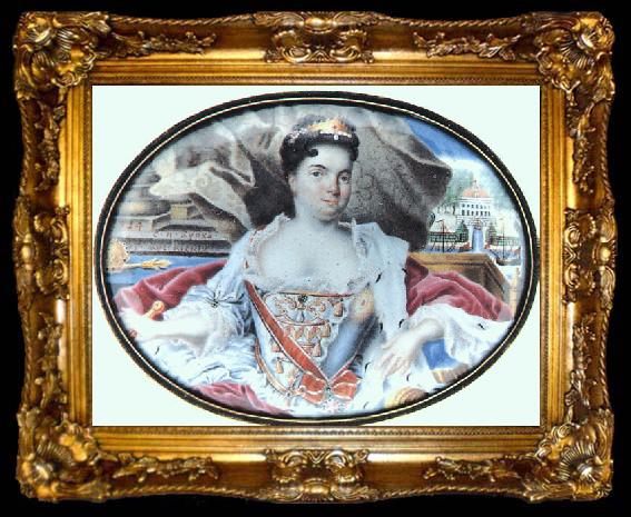 framed  Murano, Andrea da Portrait of Catherine I in front of Ekaterinhov, ta009-2